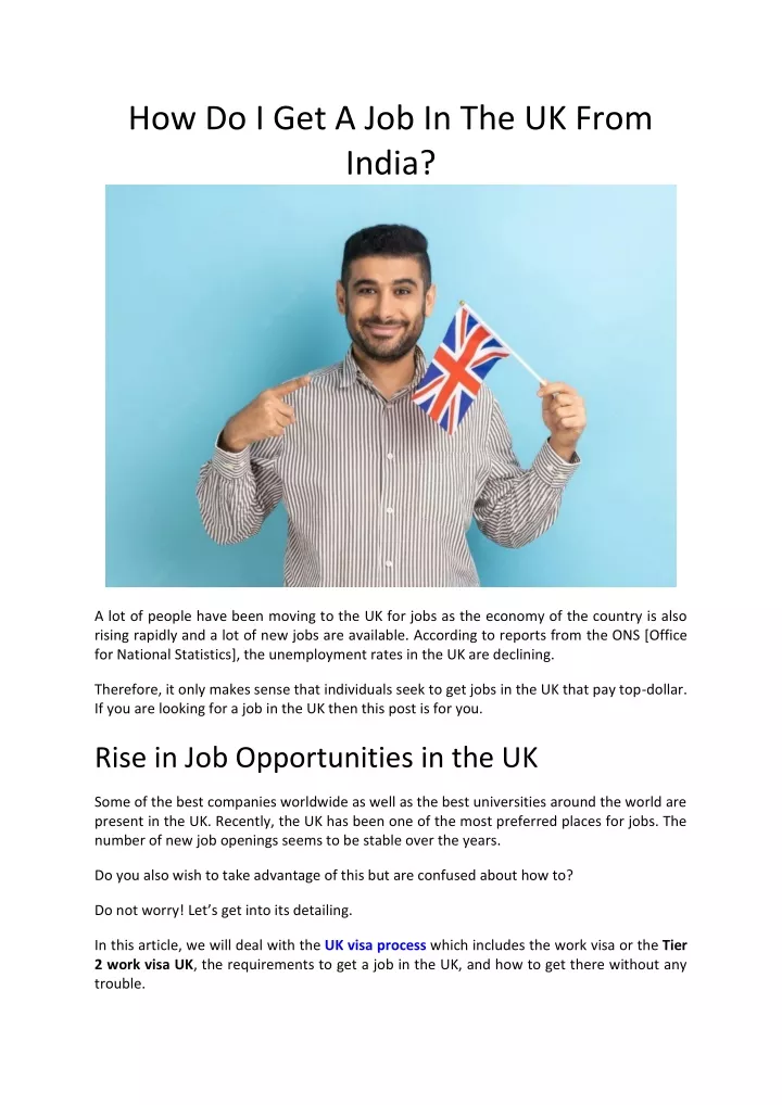 how do i get a job in the uk from india