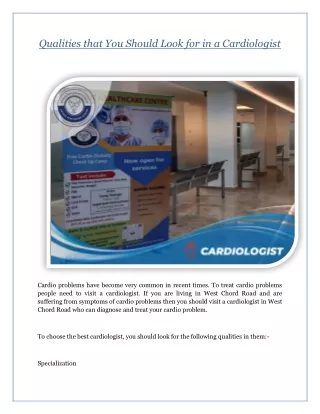 Qualities that You Should Look for in a Cardiologist