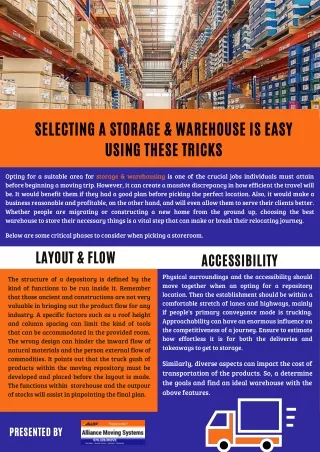 Easy Tricks To Select A Storage And Warehouse