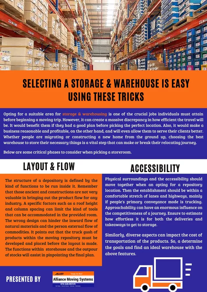 selecting a storage warehouse is easy using these