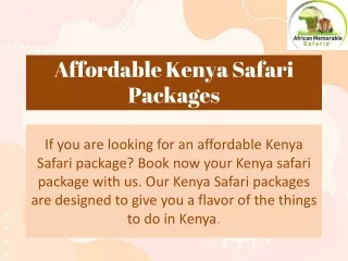 Affordable Kenya Safari Packages