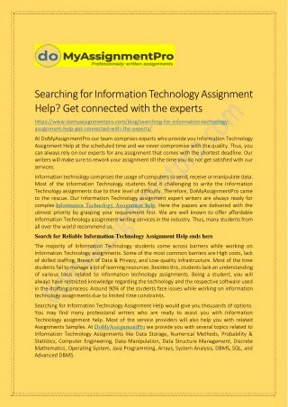 Searching for Information Technology Assignment Help