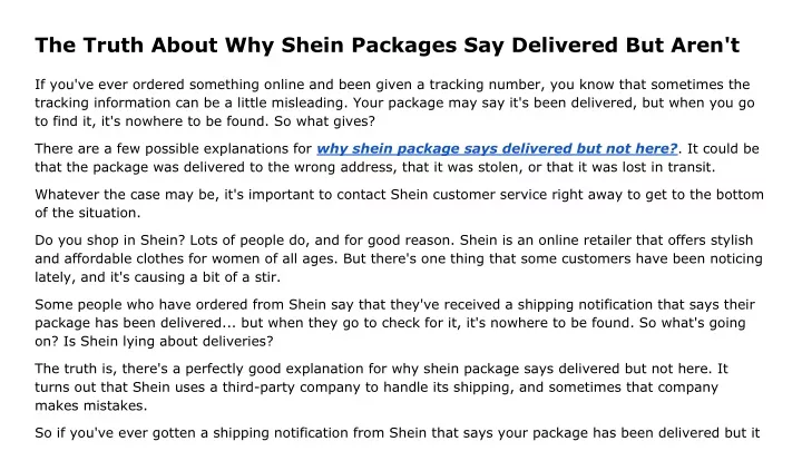 the truth about why shein packages say delivered