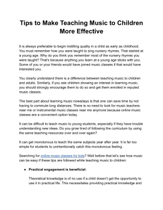 Tips to Make Teaching Music to Children More Effective