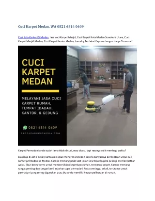 Cuci Karpet Medan, WA 0821 6814 0609
