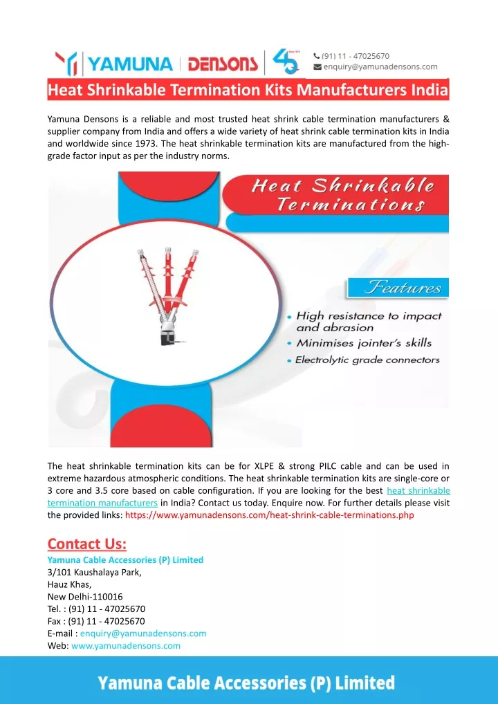 heat shrinkable termination kits manufacturers