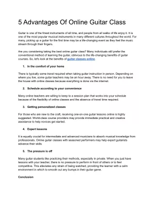 5 Advantages Of Online Guitar Class