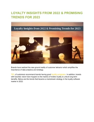 LOYALTY INSIGHTS FROM 2022 & PROMISING TRENDS FOR 2023
