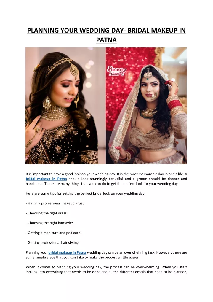 planning your wedding day bridal makeup in patna