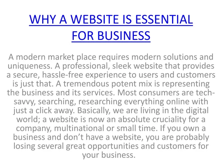 why a website is essential for business
