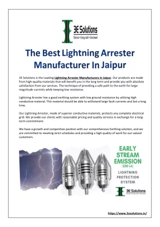 The Best Lightning Arrester Manufacturer In Jaipur