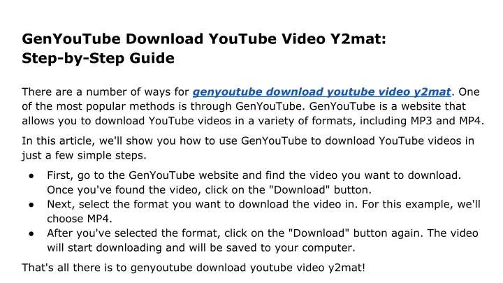 genyoutube download youtube video y2mat step