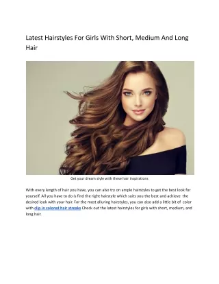 Latest Hairstyles For Girls With Short, Medium And Long Hair