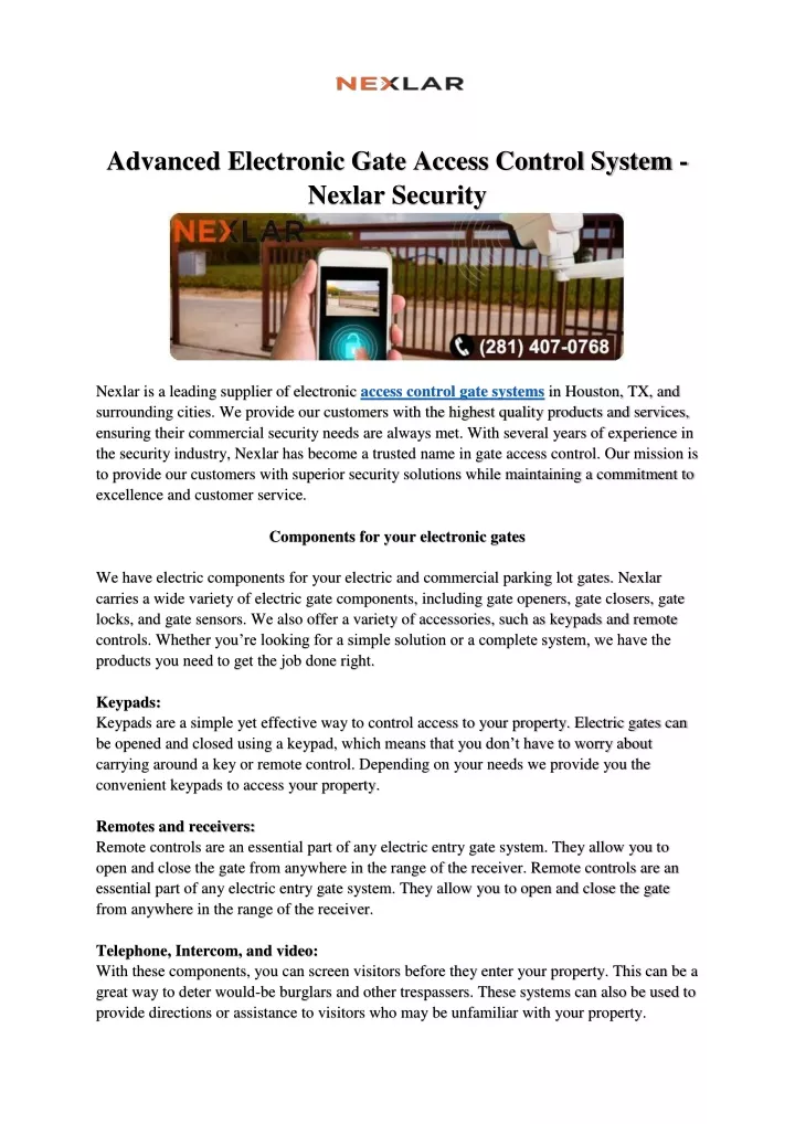 advanced electronic gate access control system