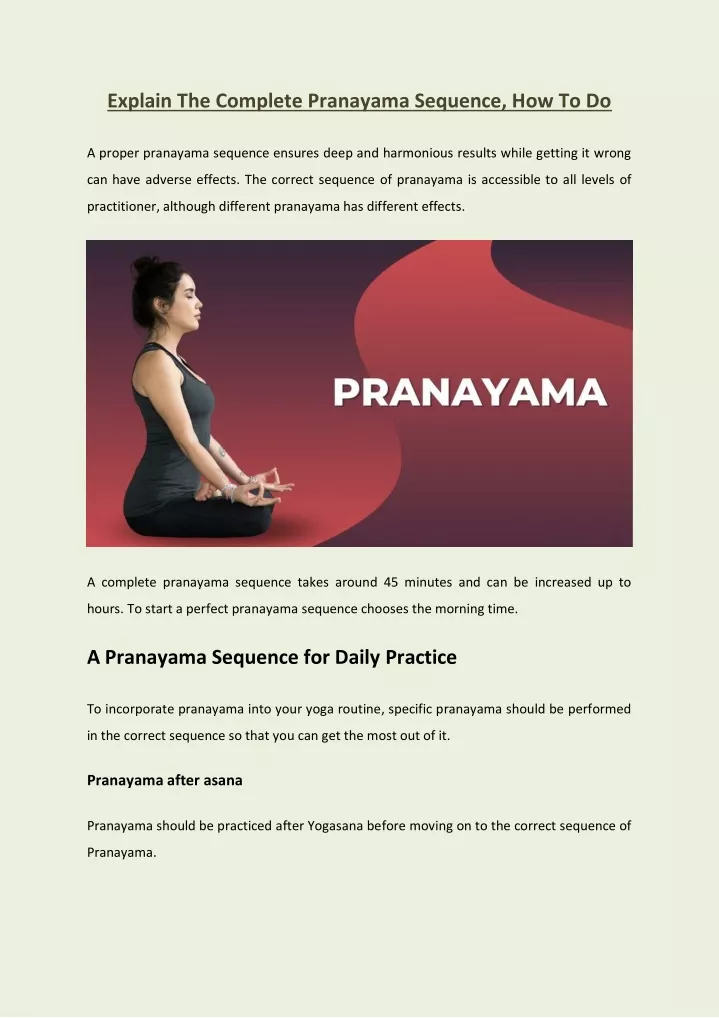 explain the complete pranayama sequence how to do