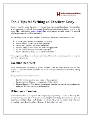 Top 6 Tips for Writing an Excellent Essay