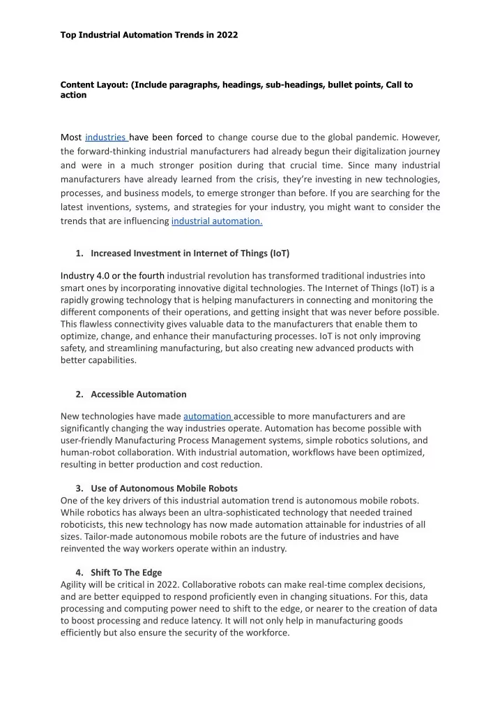 top industrial automation trends in 2022