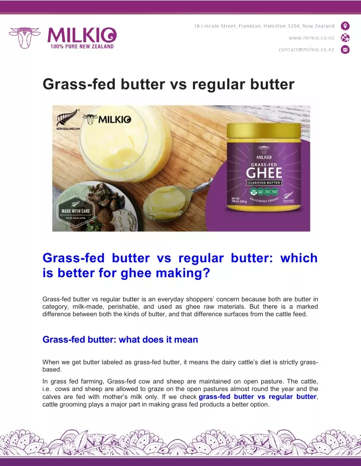 grass fed butter vs regular butter fed butter