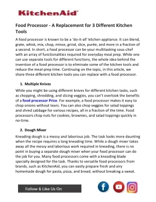 food processor a replacement for 3 different