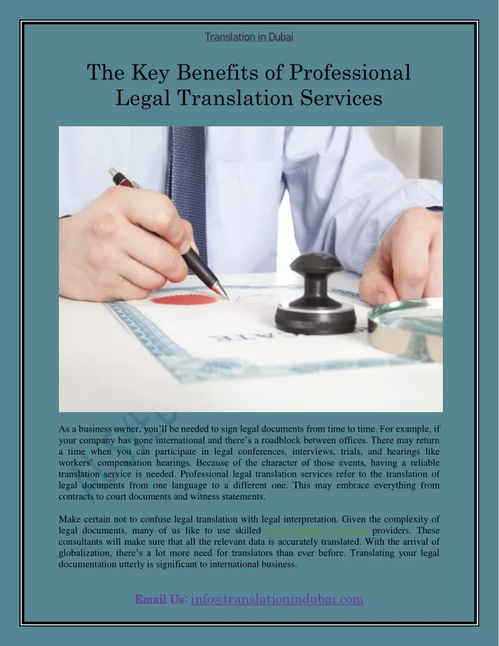 PPT - The Key Benefits of Professional Legal Translation Services ...
