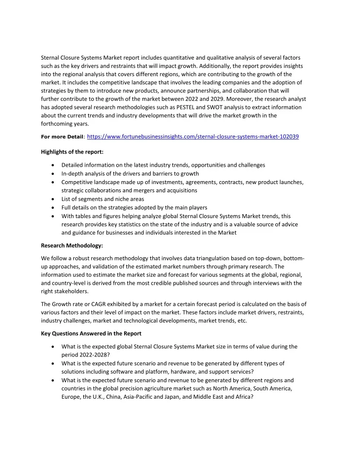 sternal closure systems market report includes