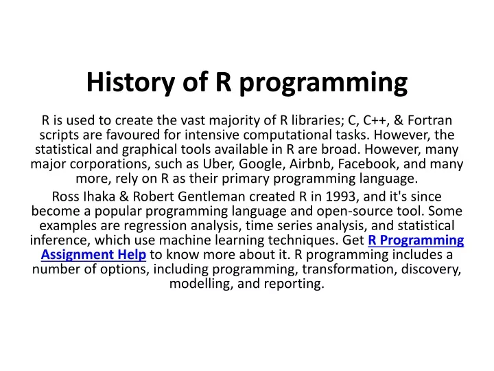 history of r programming