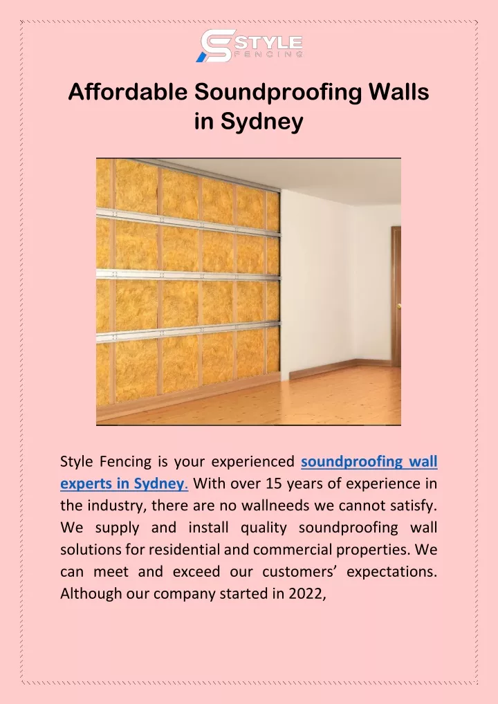 affordable soundproofing walls in sydney