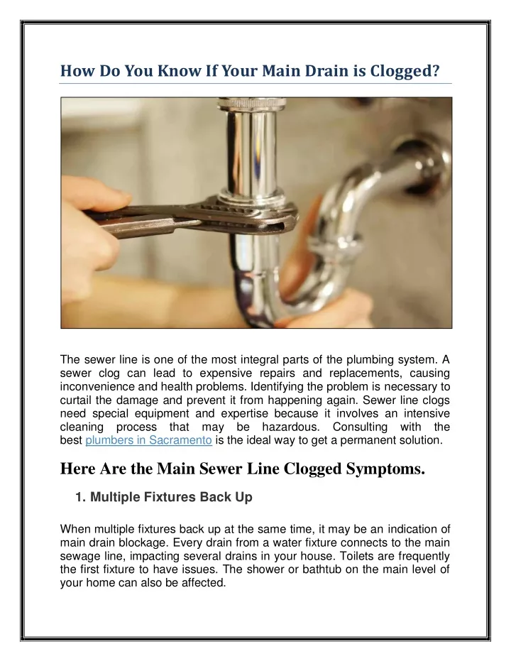 how do you know if your main drain is clogged