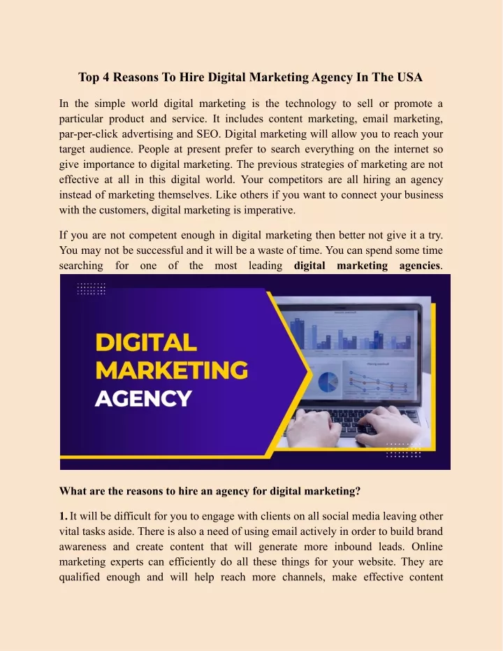 top 4 reasons to hire digital marketing agency