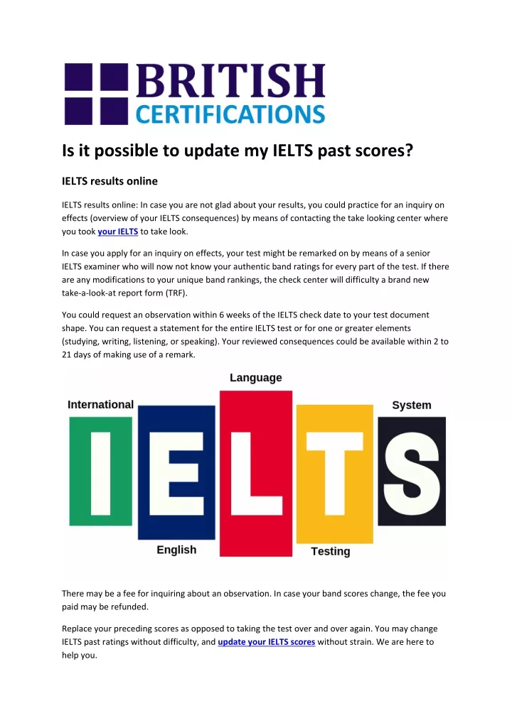 is it possible to update my ielts past scores