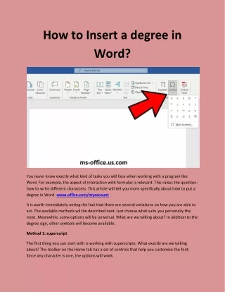 how to insert a degree in word