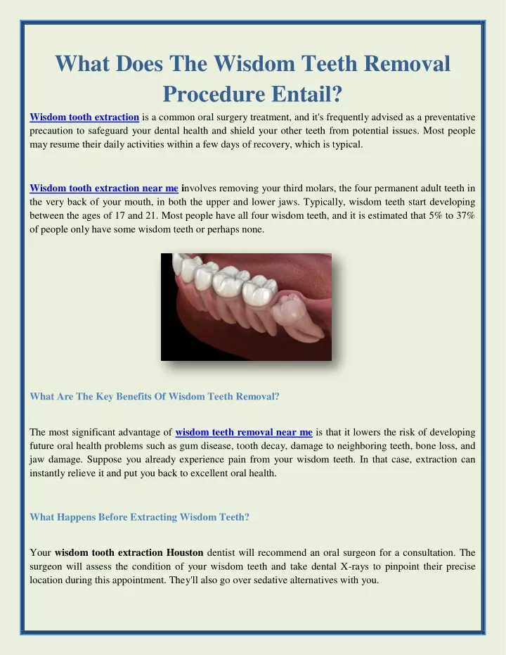 what does the wisdom teeth removal procedure