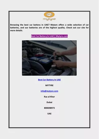 browsing the best car battery in uae mytyre