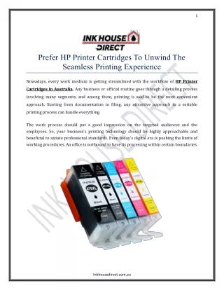 Prefer HP Printer Cartridges To Unwind The Seamless Printing Experience