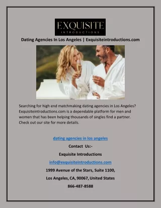Dating Agencies In Los Angeles | Exquisiteintroductions.com