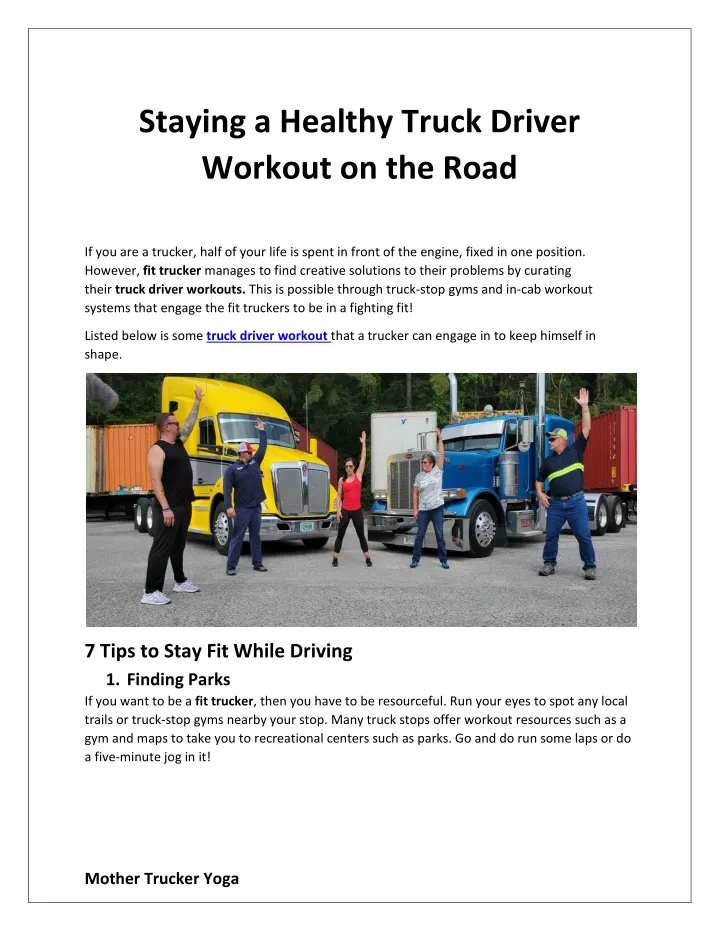 staying a healthy truck driver workout on the road
