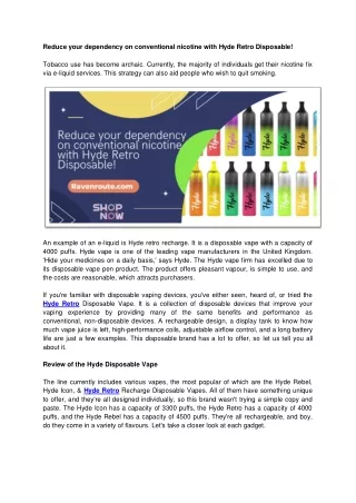 reduce your dependency on conventional nicotine