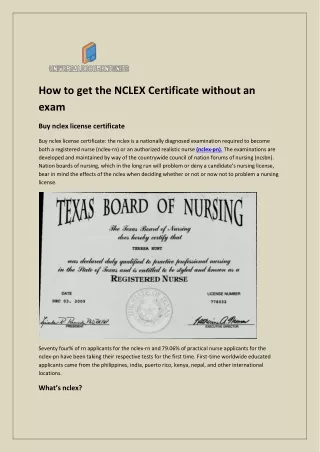 How to get the NCLEX Certificate without an exam