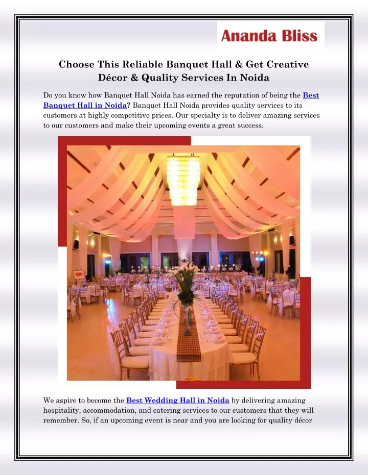 choose this reliable banquet hall get creative