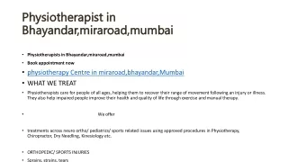 Physiotherapist in Bhayandar,miraroad,mumbai