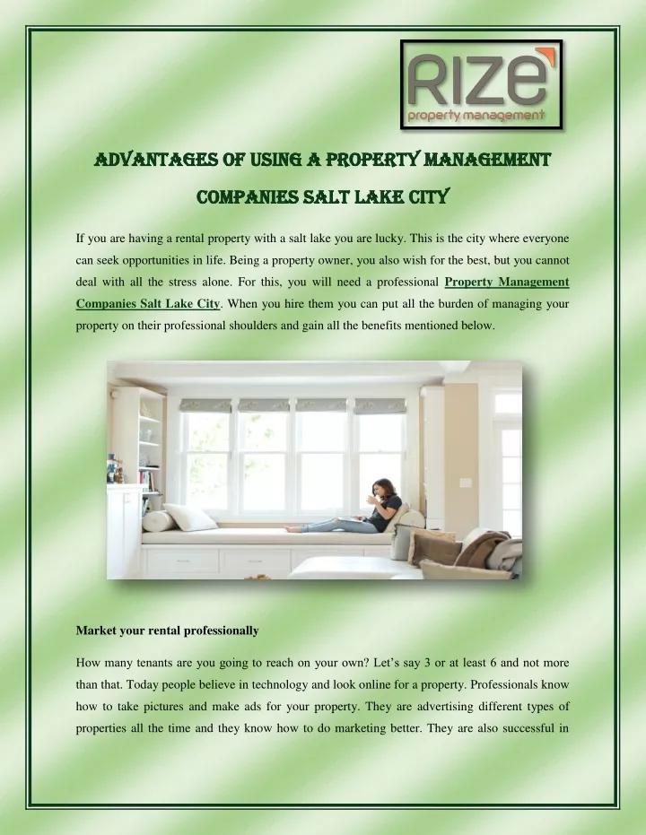 advantages of using a property management