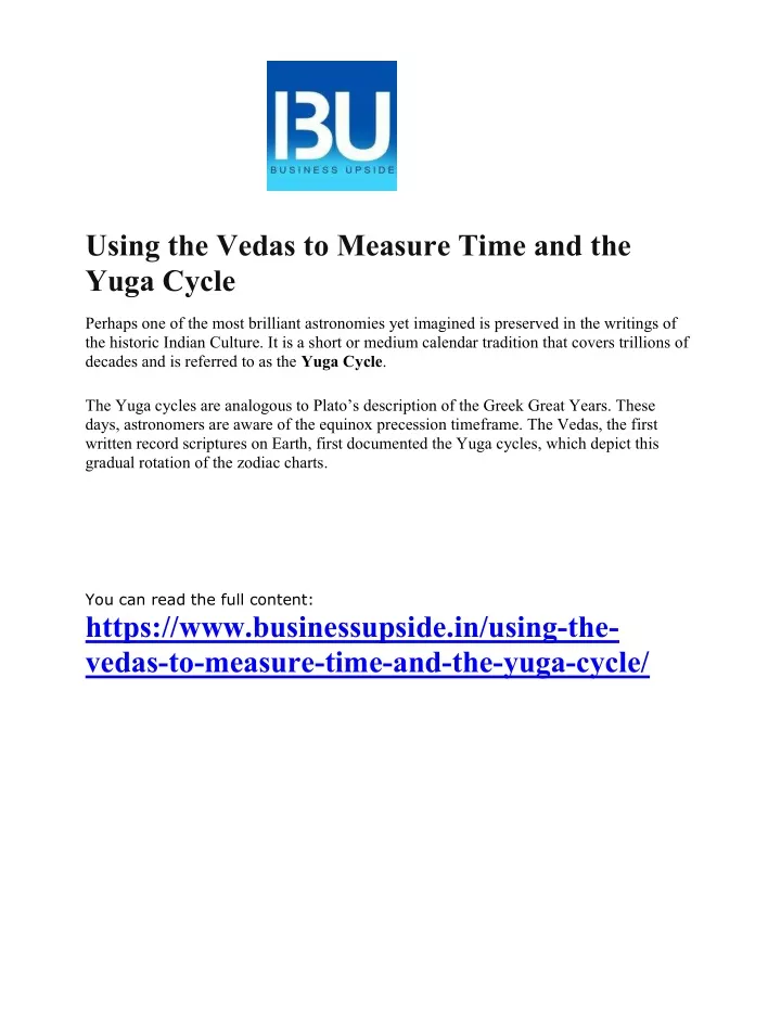 using the vedas to measure time and the yuga