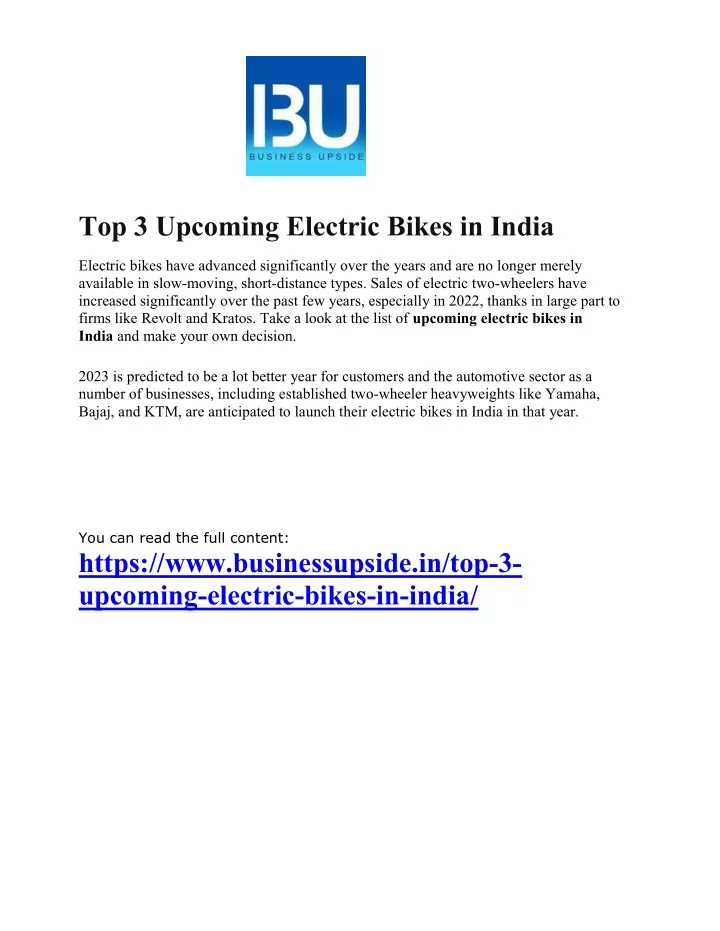 top 3 upcoming electric bikes in india electric