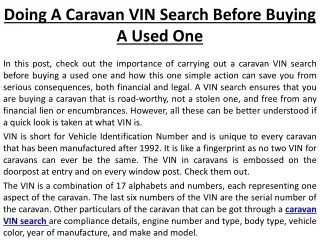 Doing A Caravan VIN Search Before Buying A Used One