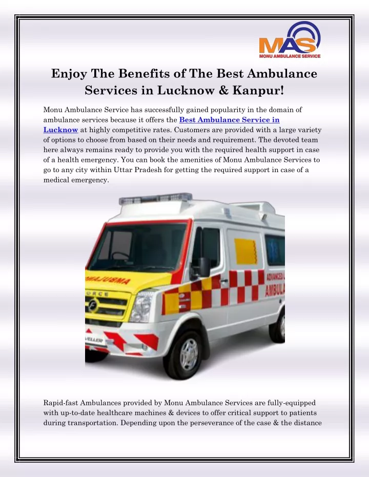 enjoy the benefits of the best ambulance services