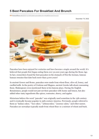 5 Best Pancakes For Breakfast And Brunch