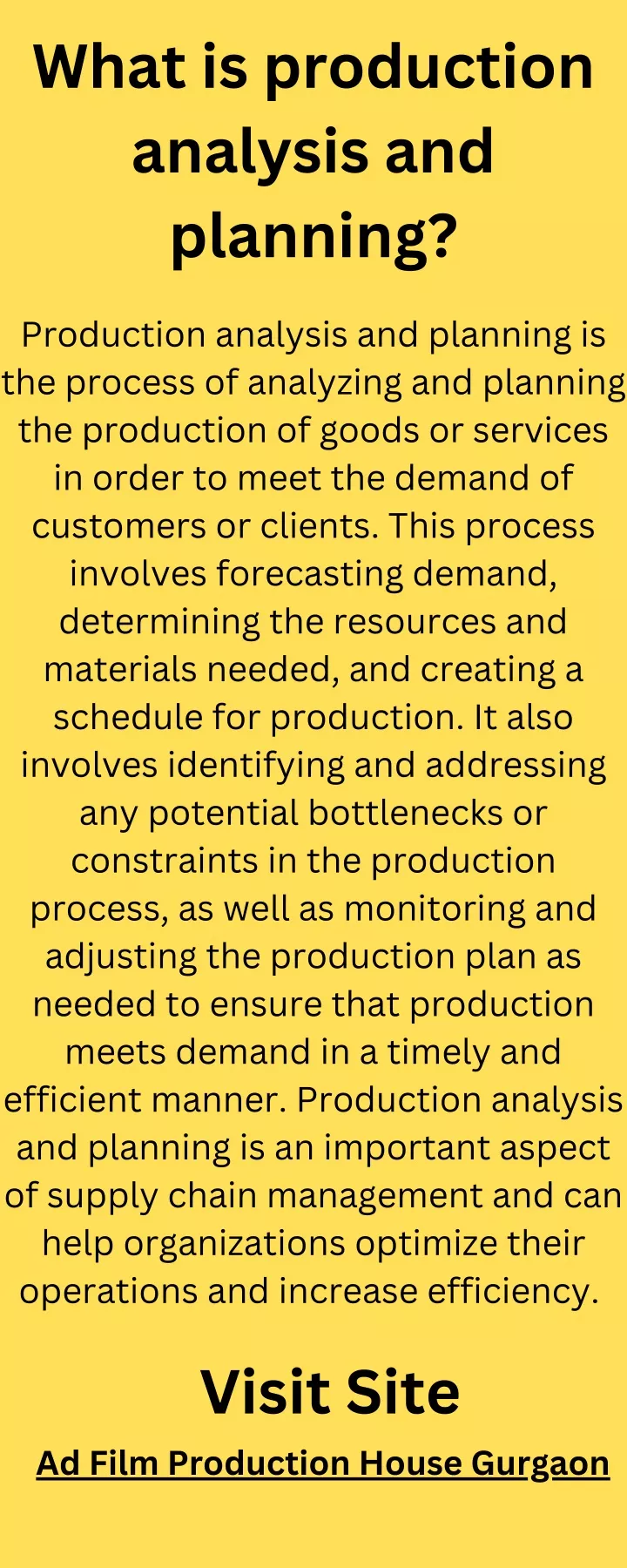 what is production analysis and planning