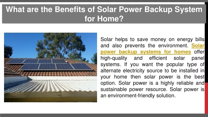 what are the benefits of solar power backup