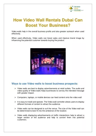 how video wall rentals dubai can boost your
