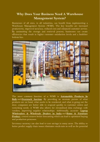 why does your business need a warehouse